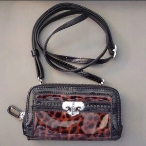 Brighton Animal Print Crossbody Wallet with Black Trim - LIKE NEW!